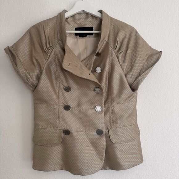 BCBGMaxAzria Jackets & Blazers - BCBGMAXAZRIA Womens Gold Woven Suiting Double Breasted Jacket Fits Sz S/M